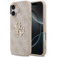 Rožinis dėklas Apple iPhone 17 telefonui "Guess PU Leather 4G Metal Logo Gold Frame Case"