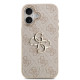Rožinis dėklas Apple iPhone 17 telefonui "Guess PU Leather 4G Metal Logo Gold Frame Case"