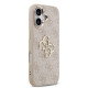 Rožinis dėklas Apple iPhone 17 telefonui "Guess PU Leather 4G Metal Logo Gold Frame Case"