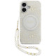 Baltas dėklas Apple iPhone 17 telefonui "Guess IML Flowers Allover Strap MagSafe Case"