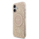 Rožinis dėklas Apple iPhone 17 telefonui "Guess IML Flowers Allover Strap MagSafe Case"