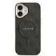 Juodas dėklas Apple iPhone 17 telefonui "Guess PU Leather 4G Gold Frame MagSafe Case"