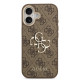 Rudas dėklas Apple iPhone 17 telefonui "Guess PU Leather 4G Metal Logo Gold Frame Case"