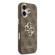 Rudas dėklas Apple iPhone 17 telefonui "Guess PU Leather 4G Metal Logo Gold Frame Case"
