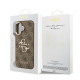 Rudas dėklas Apple iPhone 17 telefonui "Guess PU Leather 4G Metal Logo Gold Frame Case"
