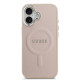 Rožinis dėklas Apple iPhone 17 telefonui "Guess PU Saffiano MagSafe Case"