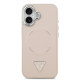 Rožinis dėklas Apple iPhone 17 telefonui "Guess PU Leather Triangle Logo MagSafe Case"