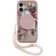 Rozinis dėklas Apple iPhone 17 telefonui "Guess IML Flowers Strap MagSafe Case"