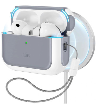 Pilkas / baltas dėklas Apple Airpods Pro 3 ausinėms "ESR Orbit Halolock Magsafe