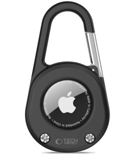 Juodas dėklas Apple Airtag 1 / 2 "Tech-Protect Slidelock Carabiner Kaychain"
