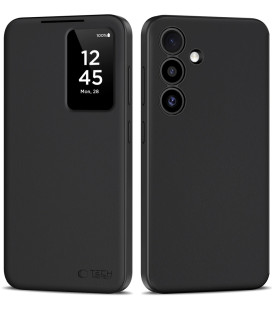 Matinis juodas atverčiamas dėklas Samsung Galaxy S25 FE telefonui "Tech-Protect Smart Wallet"