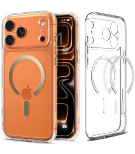 Skaidrus (Gold) dėklas Apple iPhone 17 Pro telefonui "Spigen Ultra Hybrid MAG Magsafe"