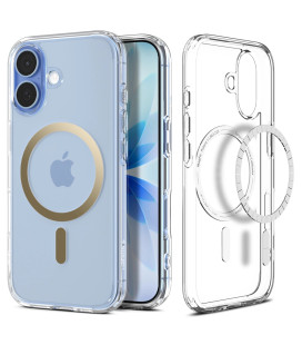 Skaidrus (Gold) dėklas Apple iPhone 17 telefonui "Spigen Ultra Hybrid MAG Magsafe"