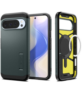 Žalias dėklas Google Pixel 10 Pro XL telefonui "Spigen Tough Armor MAG Magsafe"