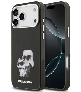 Juodas dėklas Apple iPhone 17 Pro Max telefonui "Karl Lagerfeld IML Aquarelle Karl and Choupette Case"