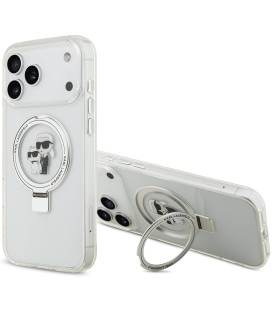 Skaidrus dėklas Apple iPhone 17 Pro Max telefonui "Karl Lagerfeld Ringstand Karl and Choupette MagSafe Case"