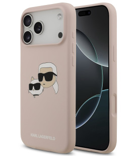 Rožinis dėklas Apple iPhone 17 Pro Max telefonui "Karl Lagerfeld Liquid Silicone Double Heads MagSafe Case"