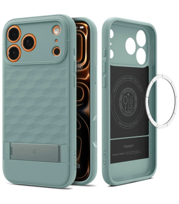 Žalias dėklas Apple iPhone 17 Pro / 18 Pro telefonui "Spigen Parallax S MAG Magsafe"