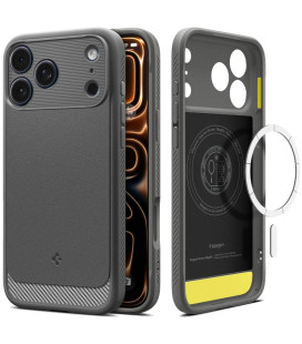 Pilkas dėklas Apple iPhone 17 Pro telefonui "Spigen Rugged Armor Mag Magsafe"
