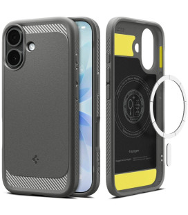 Pilkas dėklas Apple iPhone 17 telefonui "Spigen Rugged Armor Mag Magsafe"