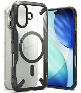 Juodas / skaidrus dėklas Apple iPhone 17 telefonui "Ringke Fusion X Magnetic Magsafe"