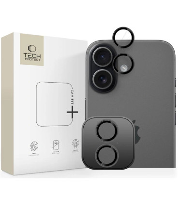Juoda kameros apsauga Apple iPhone 16 / 16 Plus / 17 telefonui "Tech-Protect CamRing Fit+"