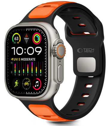 Juoda / oranžinė apyrankė Apple Watch 8 / 9 / 10 / 11 / SE / ULTRA (44 / 45 / 46 / 49 MM) "Tech-Protect Iconband Line"