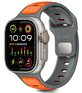 Pilka / oranžinė apyrankė Apple Watch 8 / 9 / 10 / 11 / SE / ULTRA (44 / 45 / 46 / 49 MM) "Tech-Protect Iconband Line"