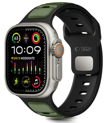 Juoda / žalia apyrankė Apple Watch 8 / 9 / 10 / 11 / SE / ULTRA (44 / 45 / 46 / 49 MM) "Tech-Protect Iconband Line"