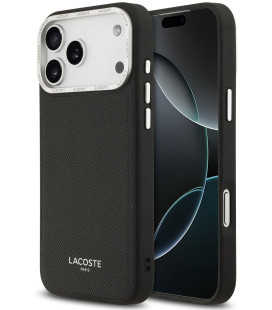 Juodas dėklas Apple iPhone 17 Pro Max telefonui "Lacoste PU Leather Champs Elysees MagSafe Case"
