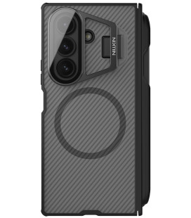 Juodas / skaidrus dėklas Samsung Galaxy Z Fold 7 telefonui "Nillkin CamShield Prop Magnetic Pen Slot Case"