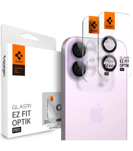Purpurinė kameros apsauga Apple iPhone 16 / 16 Plus / 17 kamerai "Spigen Optik Pro EZ Fit Camera Protector 2-Pack"