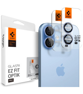 Mėlyna kameros apsauga Apple iPhone 16 / 16 Plus / 17 kamerai "Spigen Optik Pro EZ Fit Camera Protector 2-Pack"