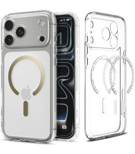 Skaidrus (Gold) dėklas Apple iPhone 17 Pro Max telefonui "Spigen Ultra Hybrid MAG Magsafe"
