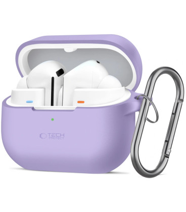 Levandos spalvos dėklas Samsung Galaxy Buds 3 / 3 FE / 3 Pro ausinėms "Tech-Protect Silicone Hook"