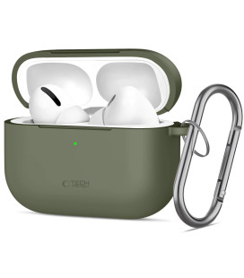 Žalias (Olive Green) dėklas Apple Airpods Pro 3 ausinėms "Tech-Protect Silicone Hook"