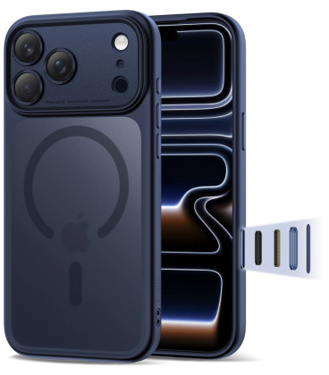 Matinis mėlynas dėklas Apple iPhone 17 Pro Max telefonui "Tech-Protect MagPeak Magsafe CC"