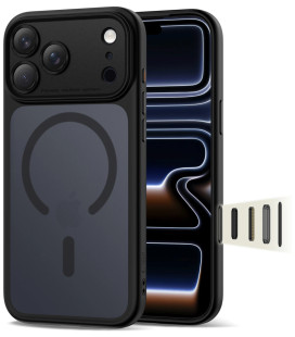Matinis juodas dėklas Apple iPhone 17 Pro Max telefonui "Tech-Protect MagPeak Magsafe CC"