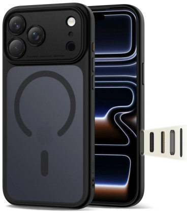 Matinis juodas dėklas Apple iPhone 17 Pro telefonui "Tech-Protect MagPeak Magsafe CC" Matinis juodas dėklas Apple iPhone 17 Pro telefonui "Tech-Protect MagPeak Magsafe CC"