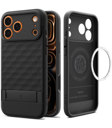 Matinis juodas dėklas Apple iPhone 17 Pro Max telefonui "Spigen Parallax S MAG Magsafe"