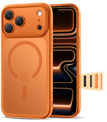 Oranžinis dėklas Apple iPhone 17 Pro Max telefonui "Tech-Protect MagPeak Magsafe CC"