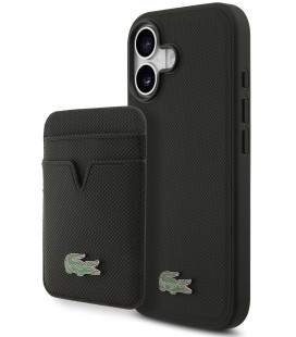 Juodas dėklas Apple iPhone 17 telefonui "Lacoste Iconic Petit Pique MagSafe Case + Wallet"