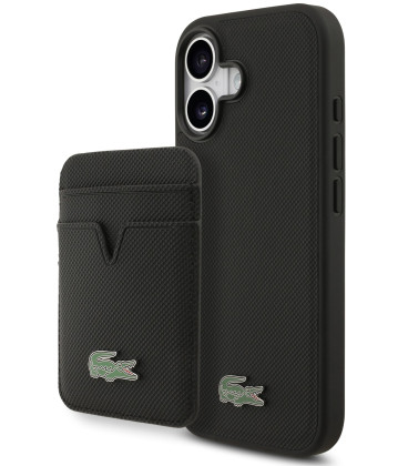 Juodas dėklas Apple iPhone 17 telefonui "Lacoste Iconic Petit Pique MagSafe Case + Wallet"