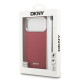 Rožinis dėklas Apple iPhone 17 Pro Max telefonui "DKNY PU Leather Metal Logo Wrist Chain MagSafe Case"
