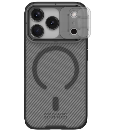 Juodas / skaidrus dėklas Apple iPhone 17 Pro / 18 Pro telefonui "Nillkin CamShield PRO Magnetic Hard Case"