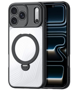 Juodas / skaidrus dėklas Apple iPhone 17 Pro Max / 18 Pro Max telefonui "Dux Ducis Aimo Magnetic Stand"