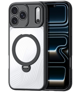 Juodas / skaidrus dėklas Apple iPhone 17 Pro / 18 Pro telefonui "Dux Ducis Aimo Magnetic Stand"