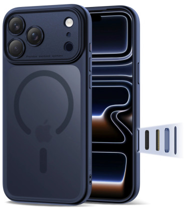 Matinis mėlynas dėklas Apple iPhone 17 Pro telefonui "Tech-Protect MagPeak Magsafe CC" Matinis mėlynas dėklas Apple iPhone 17 Pro telefonui "Tech-Protect MagPeak Magsafe CC"