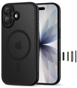 Matinis juodas dėklas Apple iPhone 17 telefonui "Tech-Protect MagPeak Magsafe CC"