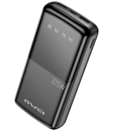 Juoda Išorinė baterija Power Bank PD20W / QC22.5W 20000mAh "Awei P13K"